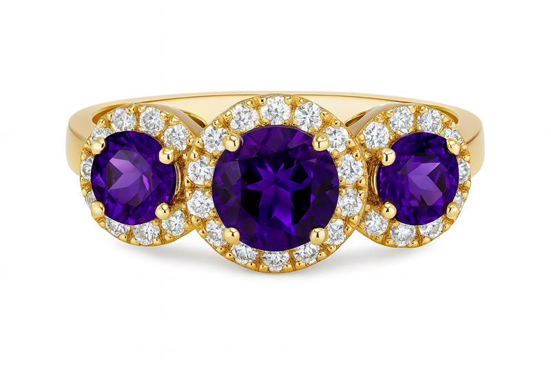 Three-Stone Amethyst Ring