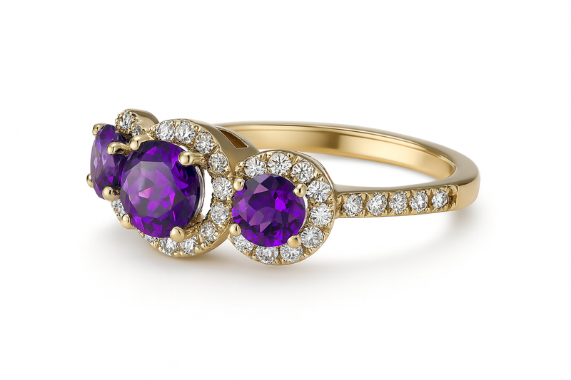 Three-Stone Amethyst Ring