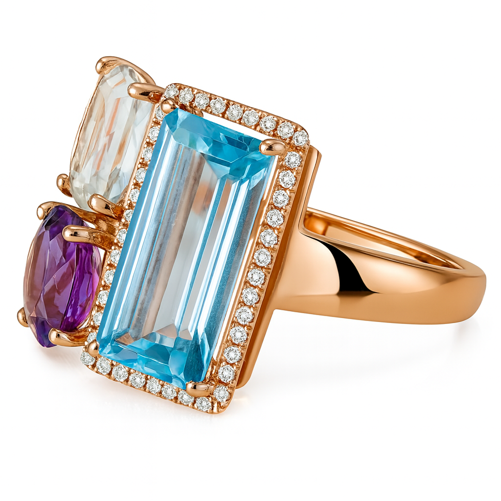 Rose Gold Multi-Gemstone Ring