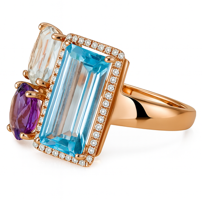 Rose Gold Multi-Gemstone Ring