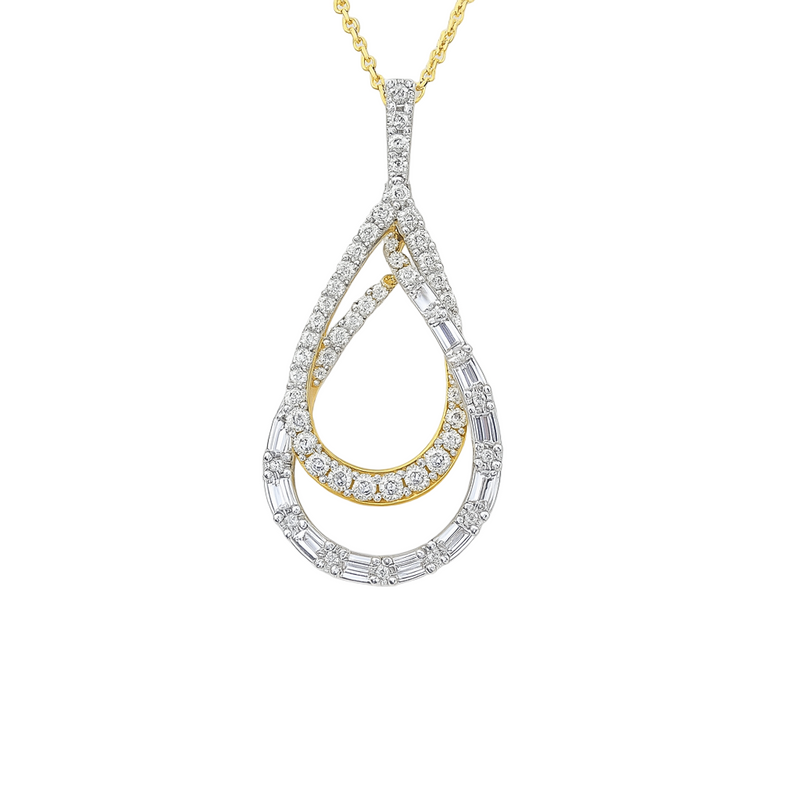 Two Tone Baguette Drop Pendant