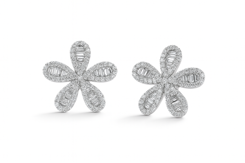 Baguette Flower Earrings