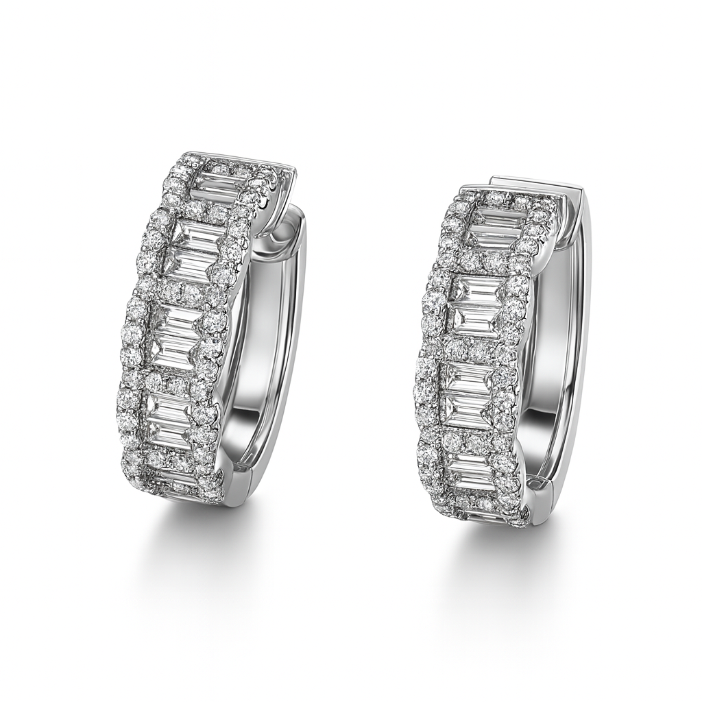 Baguette Diamond Fashion Hoops