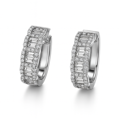 Baguette Diamond Fashion Hoops