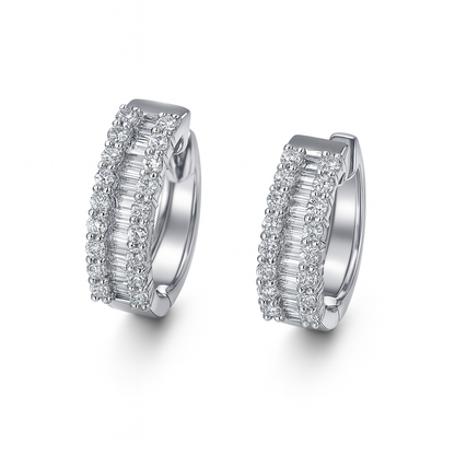 Baguette/Round Diamond Hoops