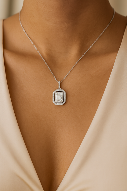 Baguette/Round Diamond Pendant
