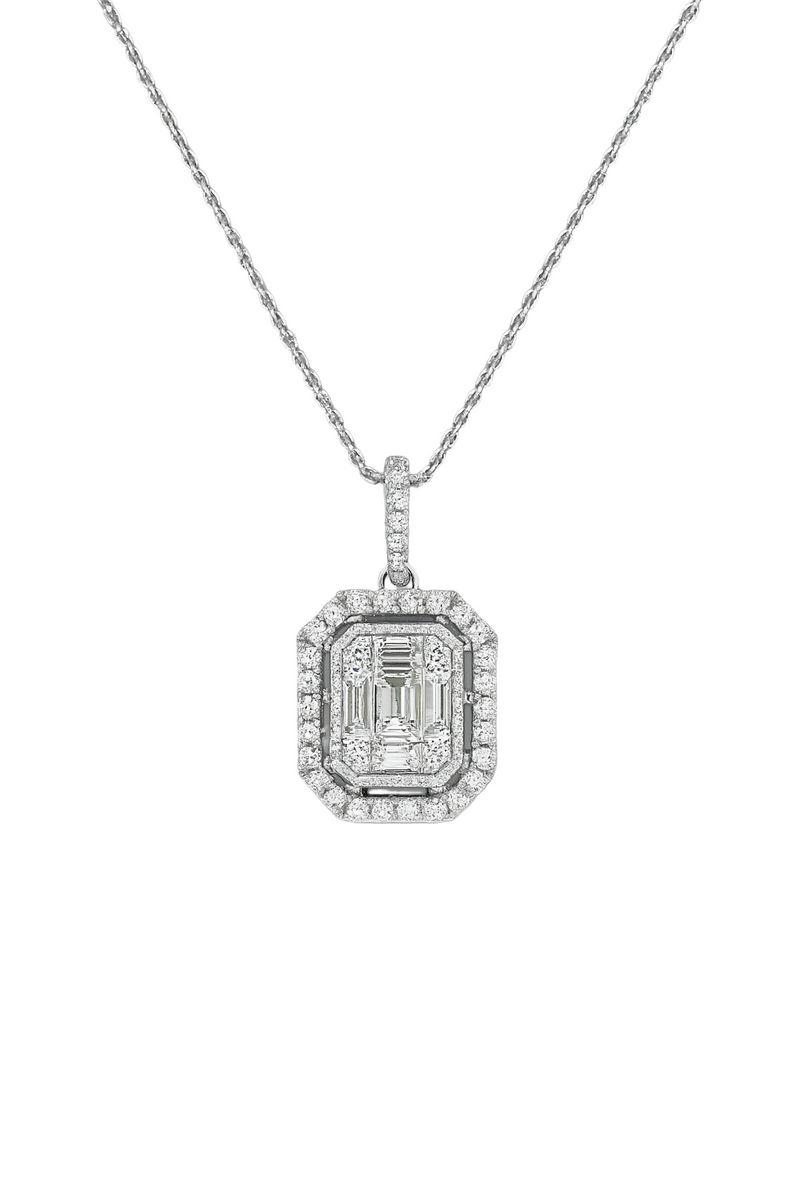 Baguette/Round Diamond Pendant