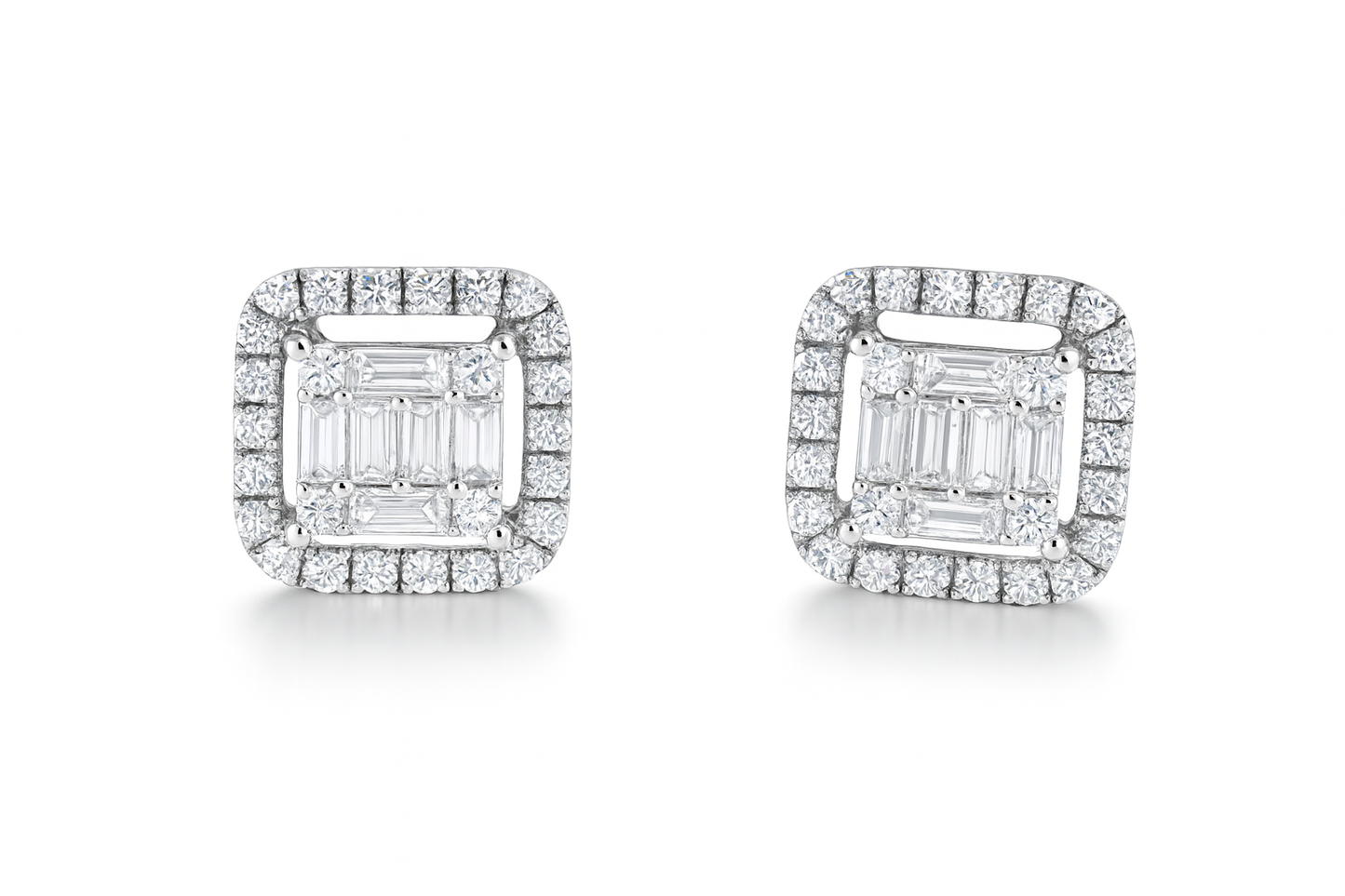 Baguette/Round Diamond Earrings