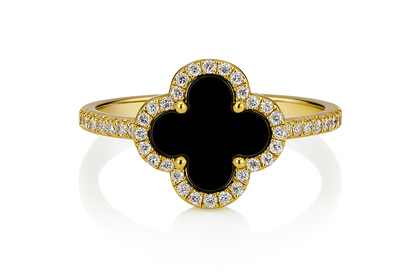 Black Onyx Clover Ring