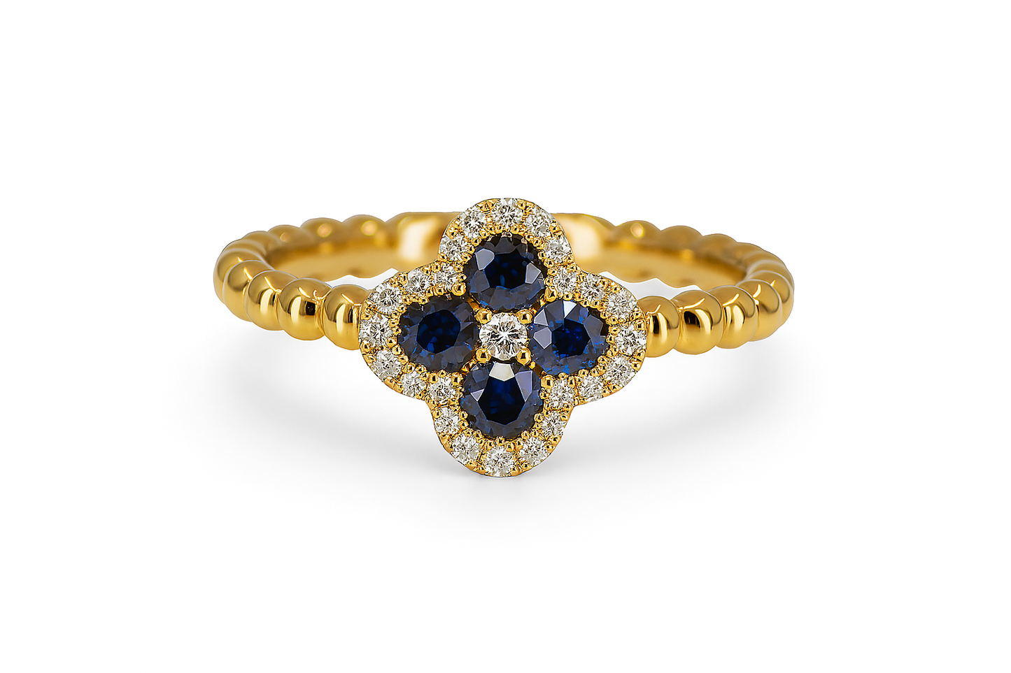 Blue Sapphire Clover Ring