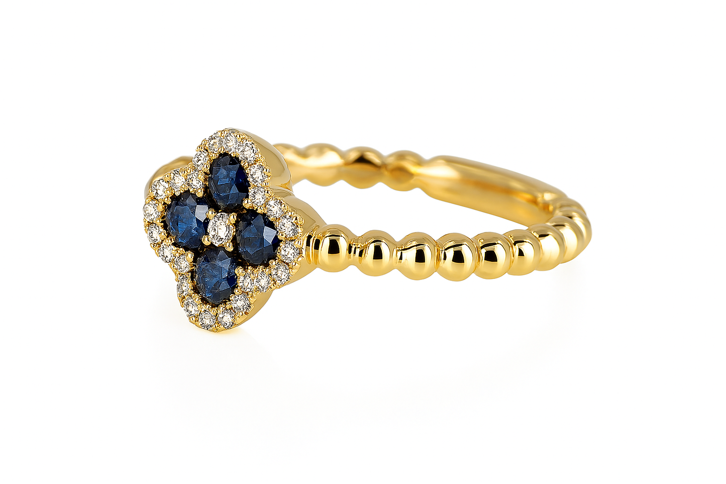 Blue Sapphire Clover Ring
