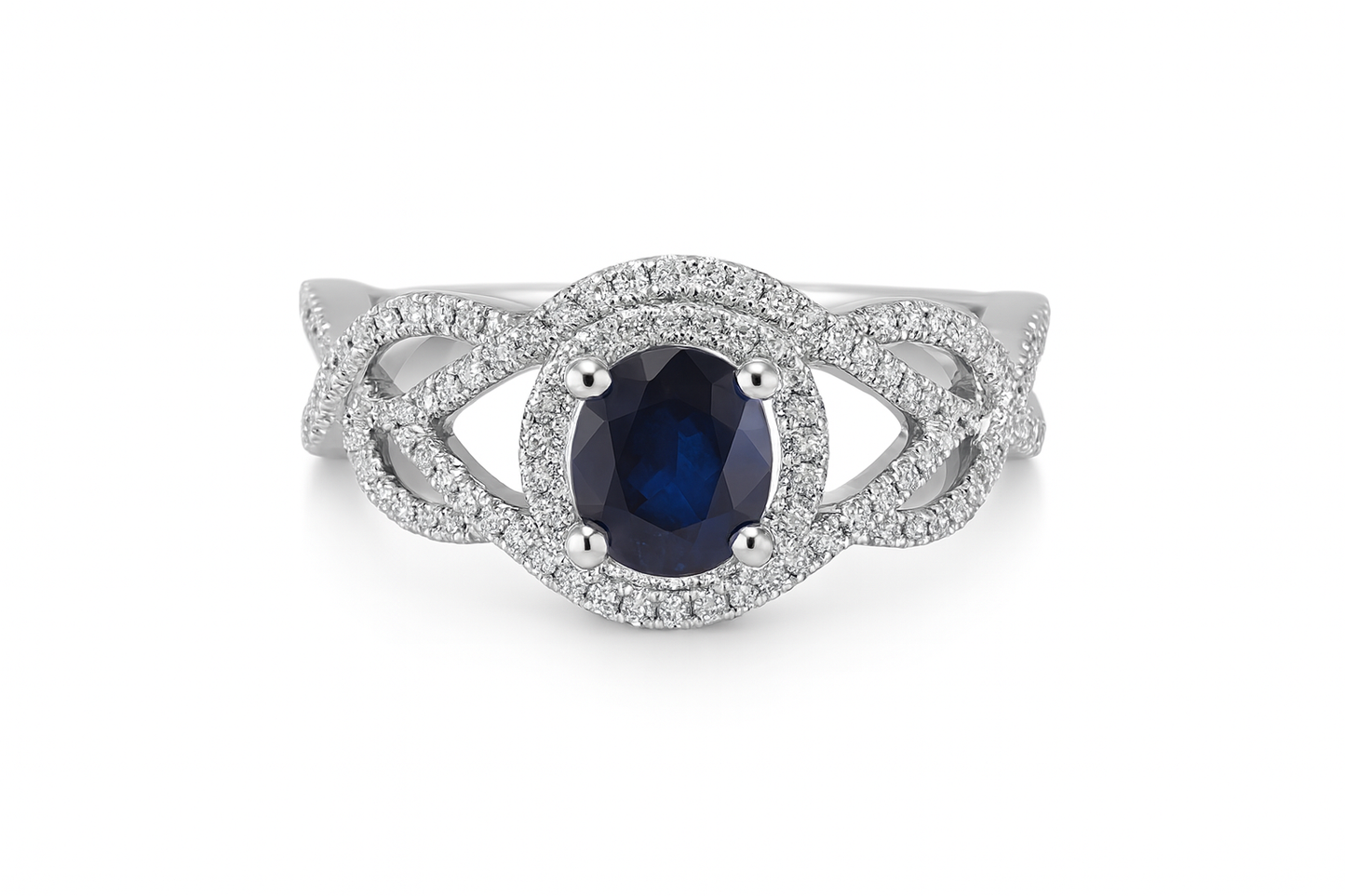 Blue Sapphire & Diamond Twist Band