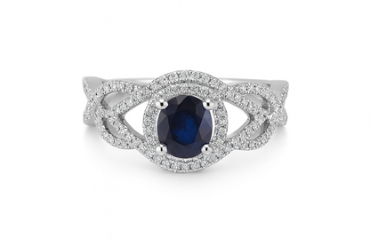 Blue Sapphire & Diamond Twist Band