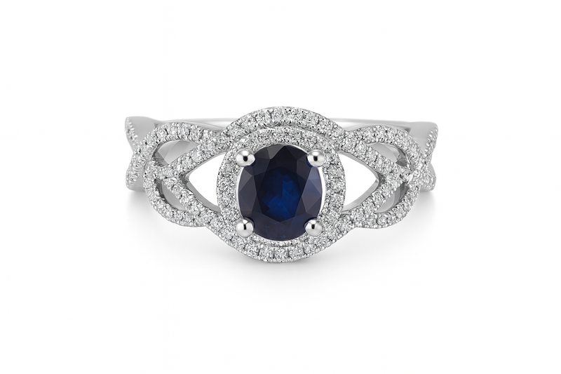 Blue Sapphire & Diamond Twist Band