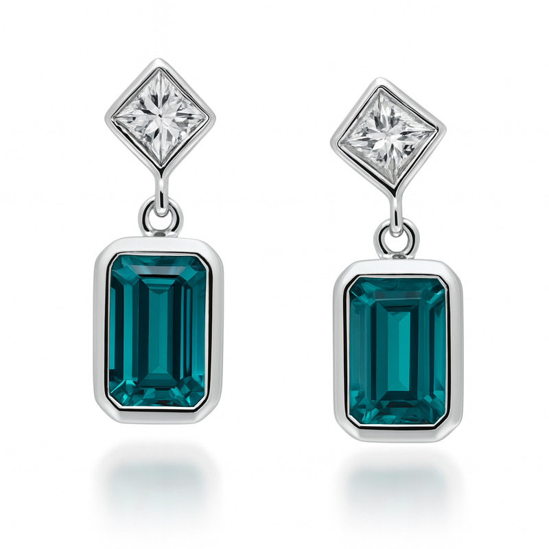 Blue Zircon Dangle Earrings