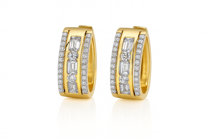 Burnished Baguette/Round Hoops