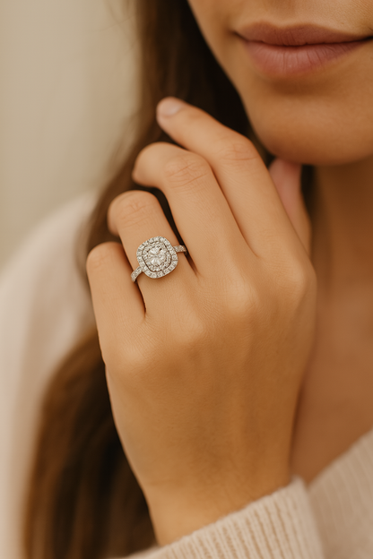 Double Halo Engagement Ring