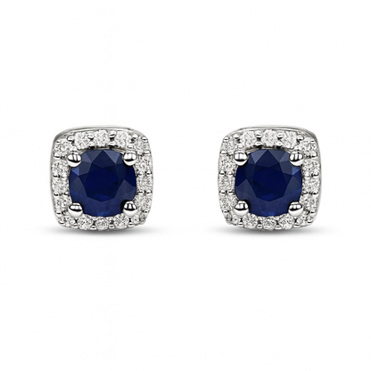Cushion Halo Sapphire Earrings