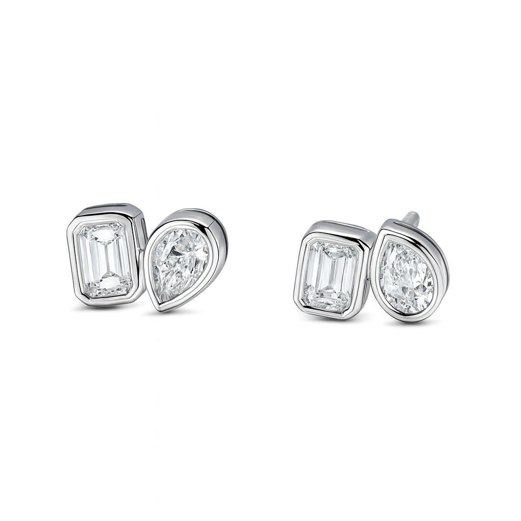 Bezel Fancy Shape Duo Earrings