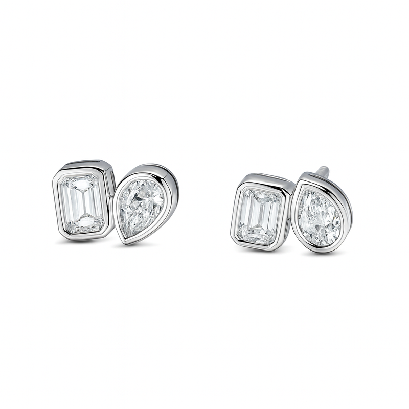 Bezel Fancy Shape Duo Earrings