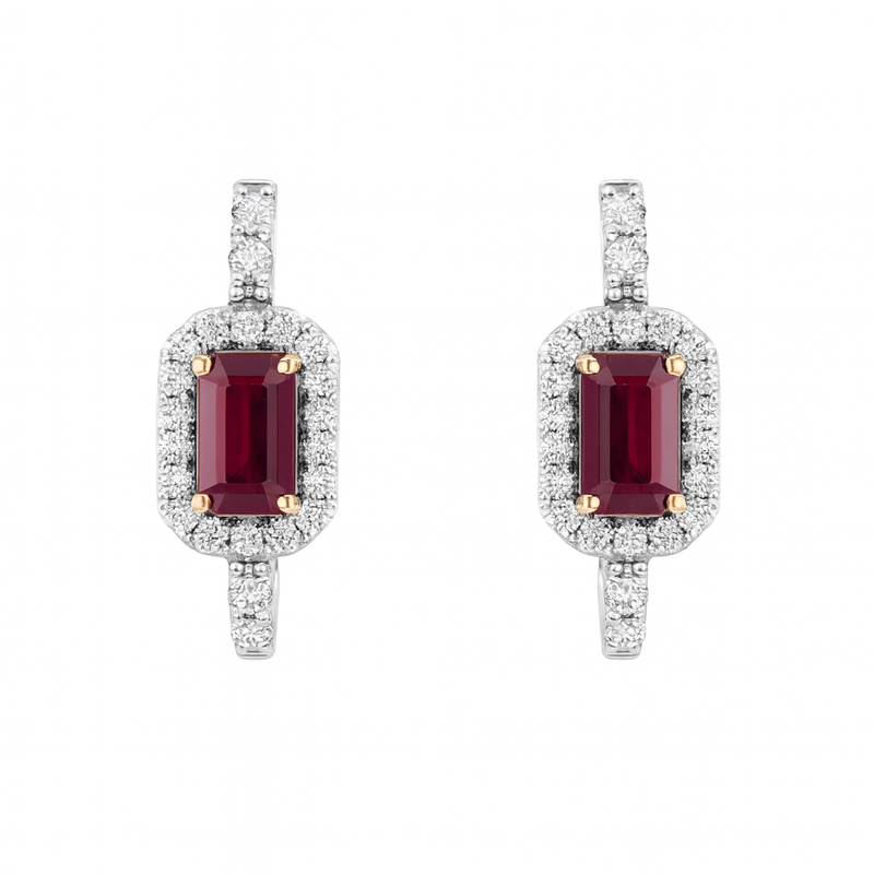 Emerald Ruby Diamond Huggies