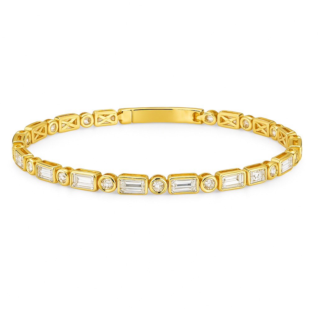 Bezel Baguette and Round Flex Bangle