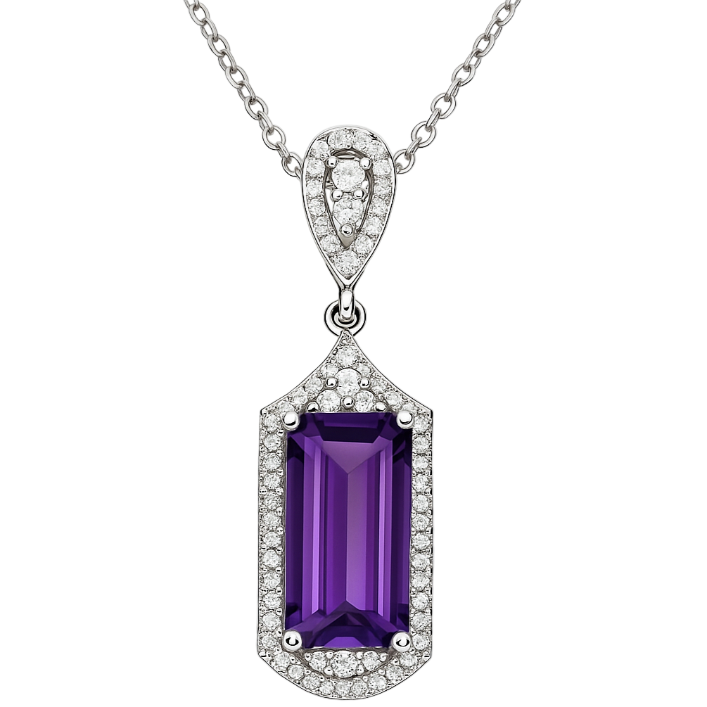 Fancy Cut Amethyst Halo Pendant