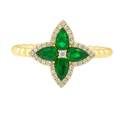 Pear Emerald and Diamond Fashion Ring