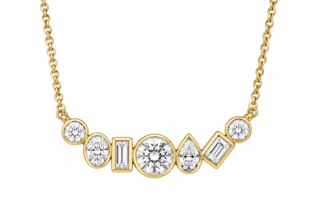 Multi Shape Diamond Bar Pendant