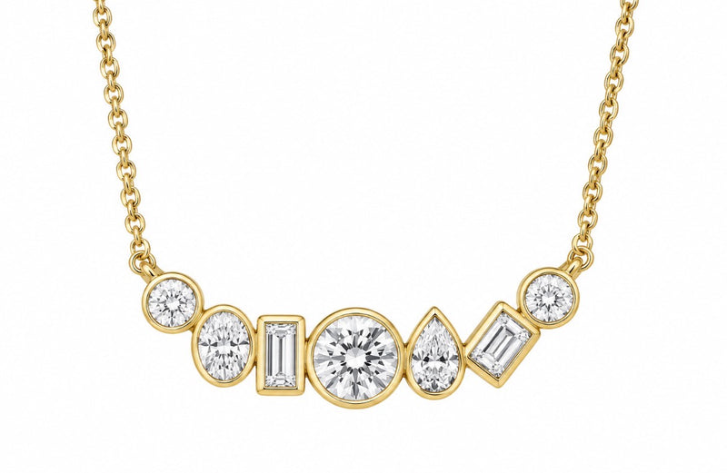 Multi Shape Diamond Bar Pendant