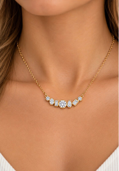 Multi Shape Diamond Bar Pendant