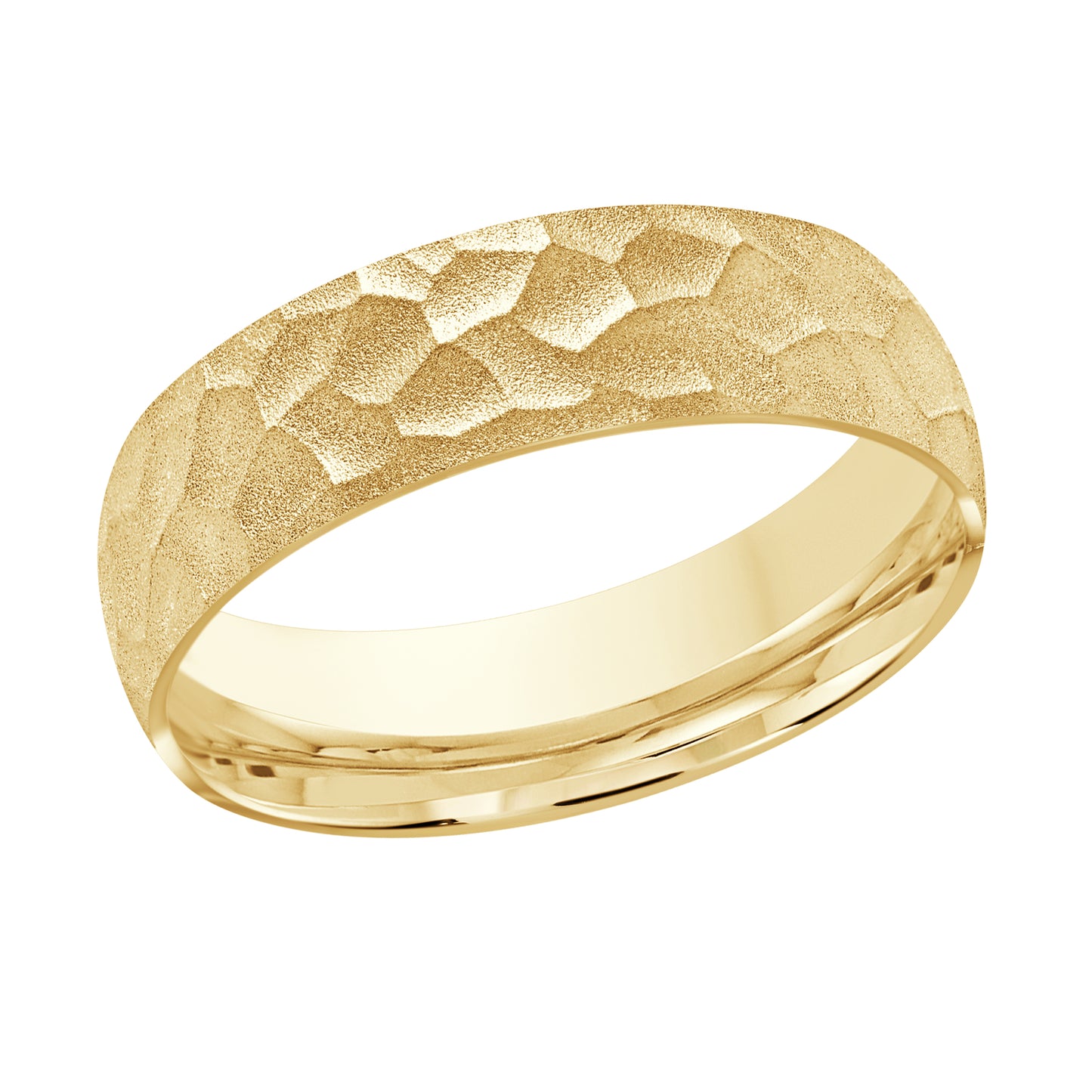 Rounded Edge Satin Hammered Band