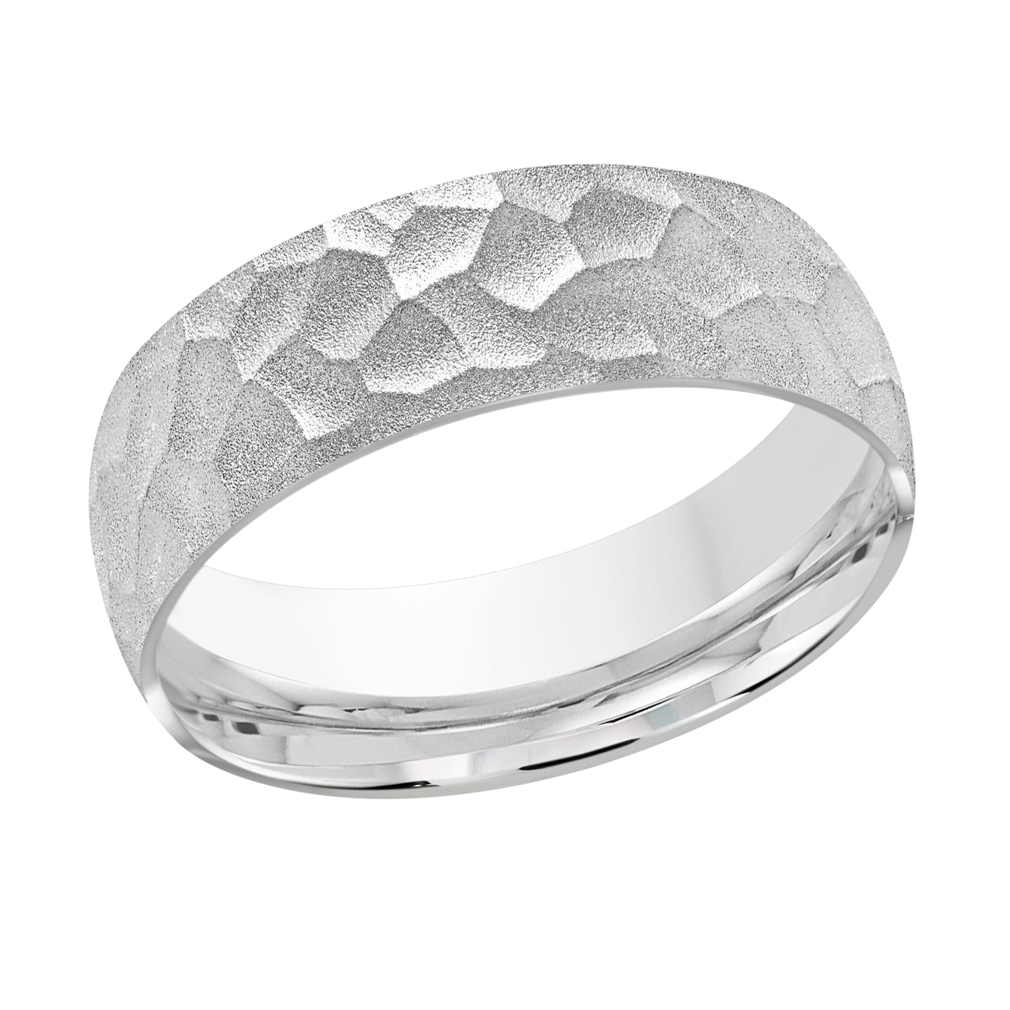Rounded Edge Satin Hammered Band