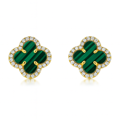 Malachite Clover Earrings