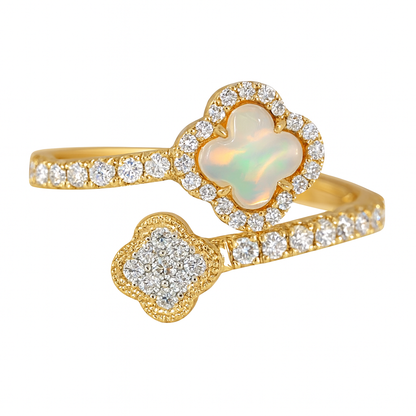 Opal Clover Bypass Ring