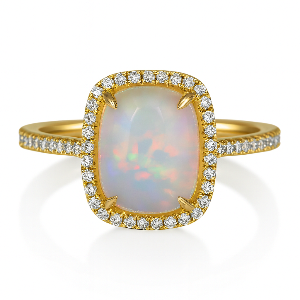 Rectangular Cushion Opal Ring