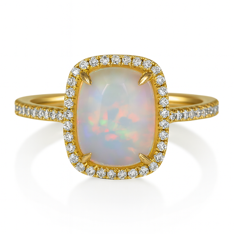 Rectangular Cushion Opal Ring