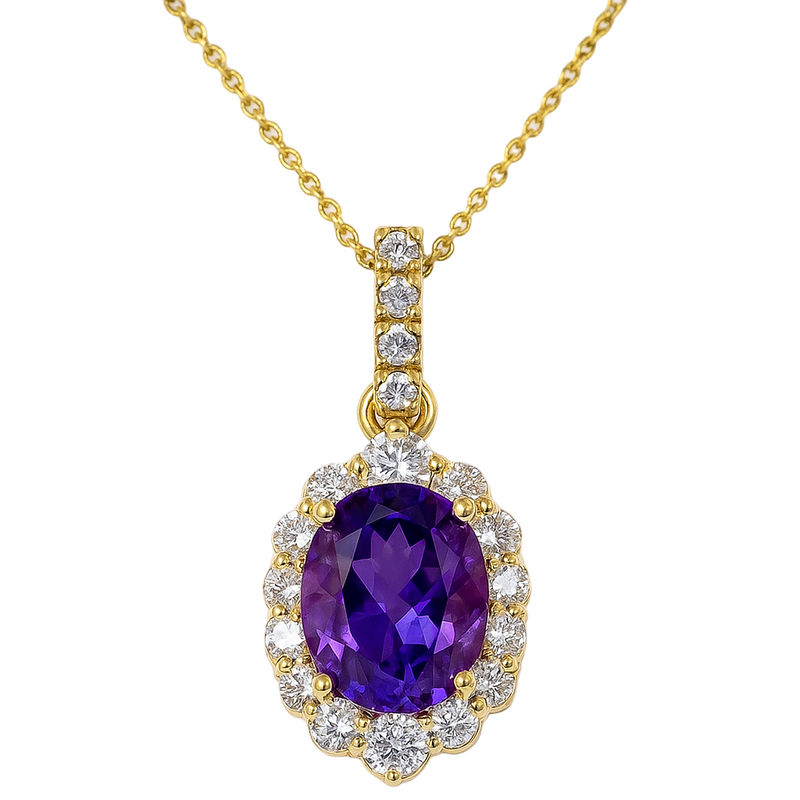 Fancy Halo Amethyst Pendant