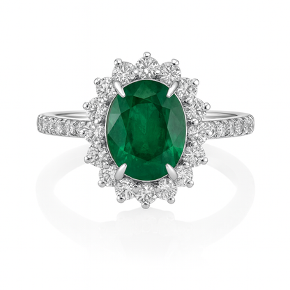 Oval Emerald Halo Ring