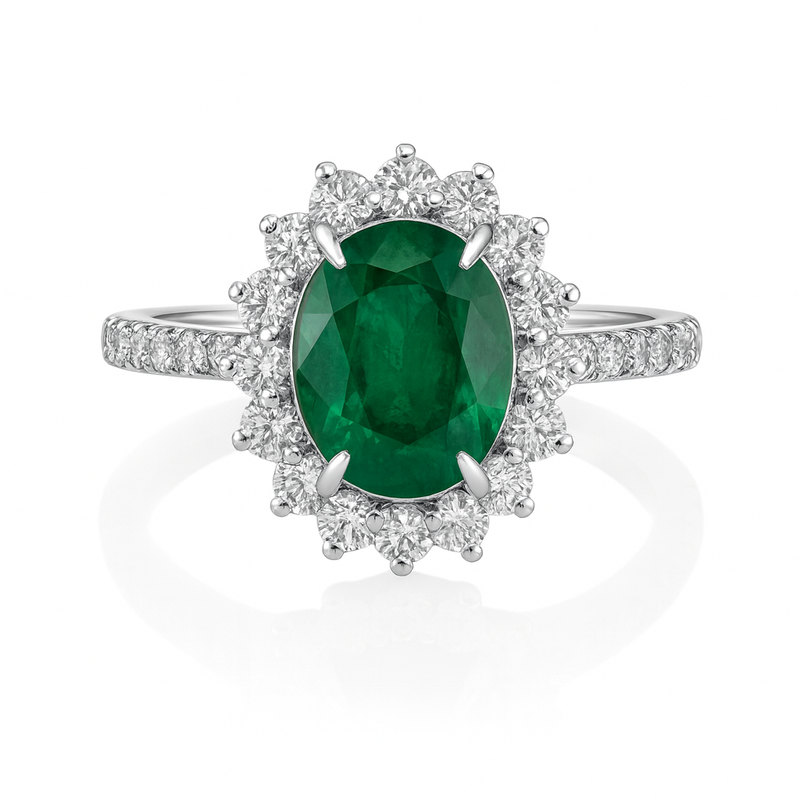 Oval Emerald Halo Ring