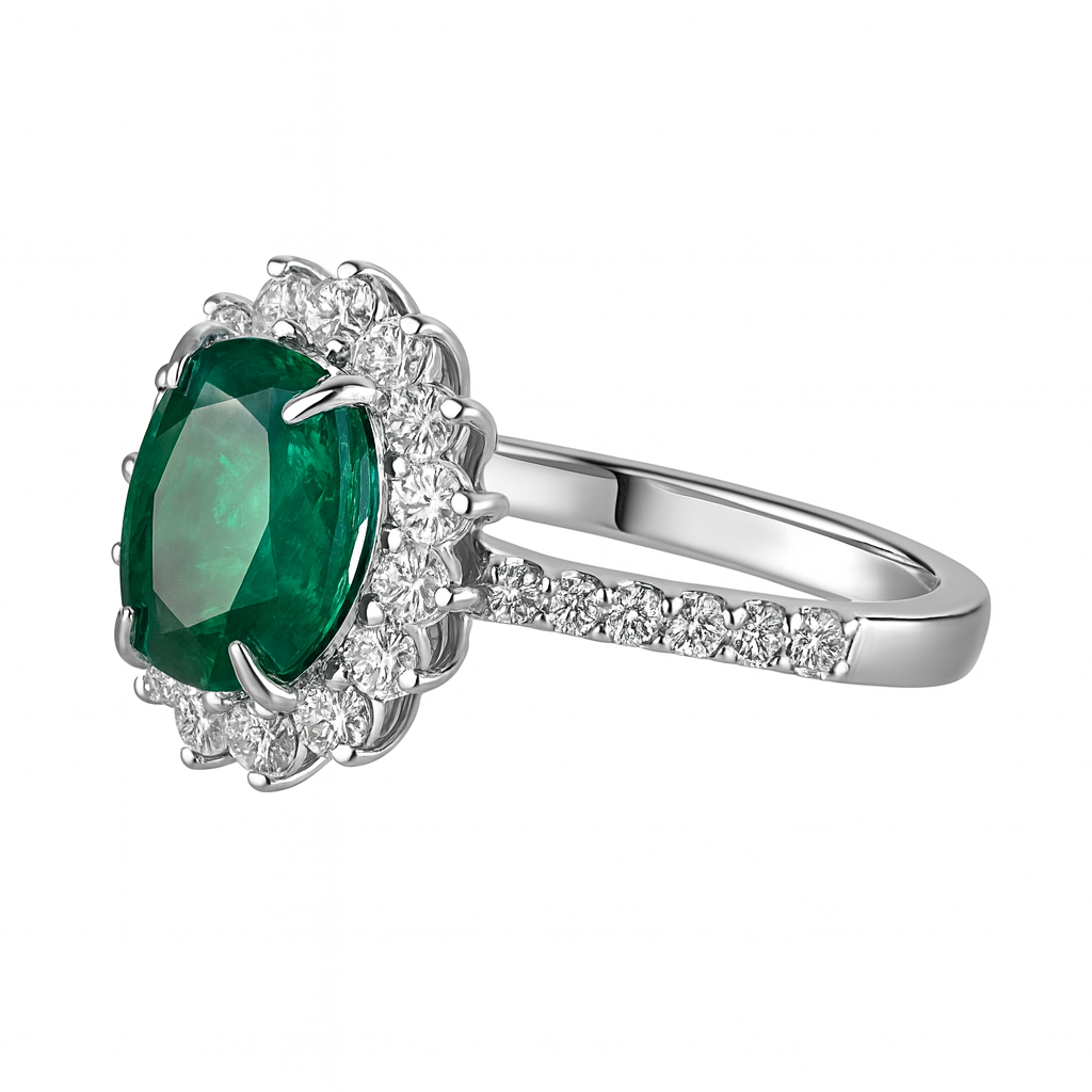 Oval Emerald Halo Ring