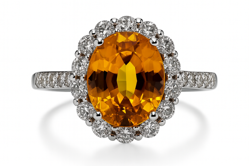 Oval Citrine Halo Ring
