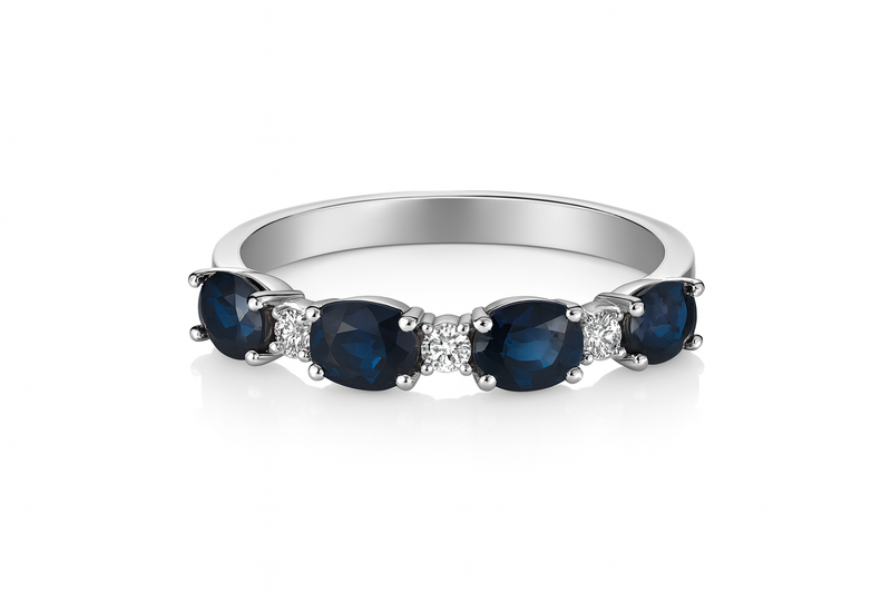East-West Sapphire and Diamond Band