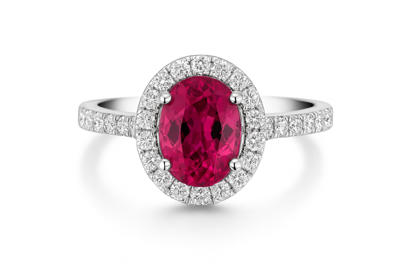Oval Pink Tourmaline Ring