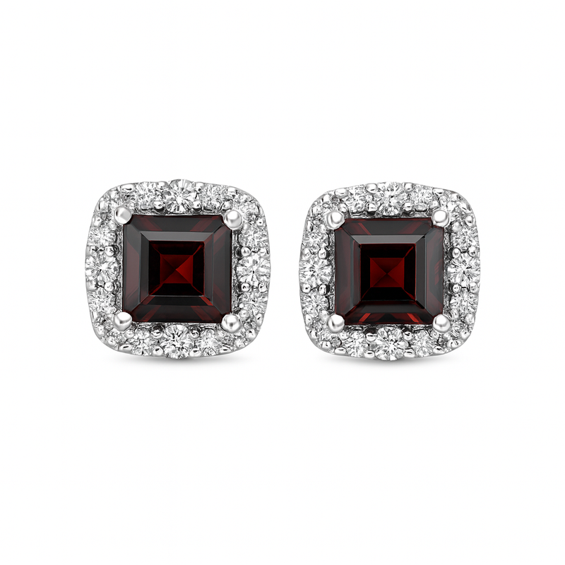 Garnet Halo Earrings