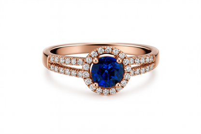 Rose Gold Sapphire and Diamond Ring