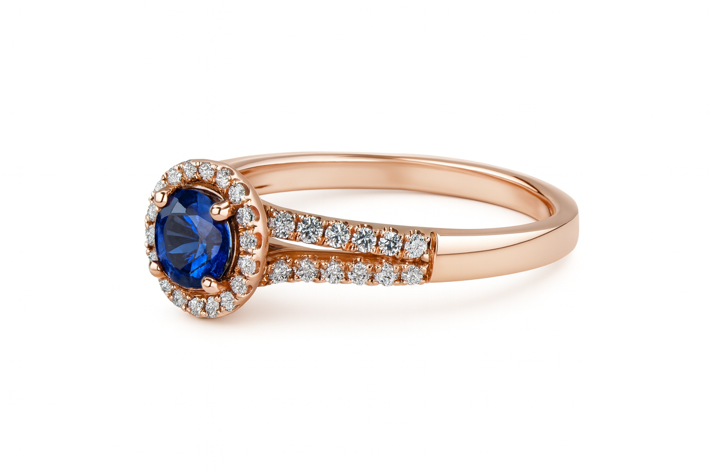 Rose Gold Sapphire and Diamond Ring