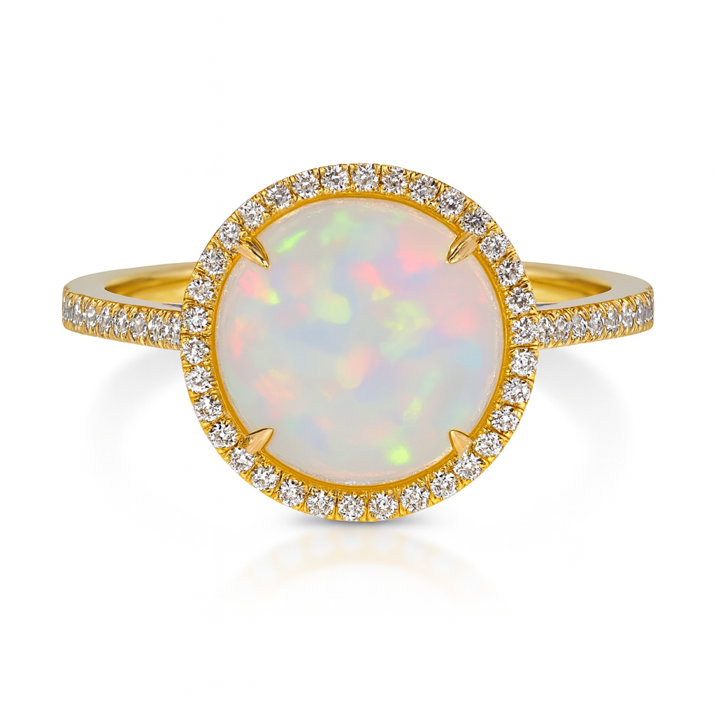 Opal Diamond Halo Ring