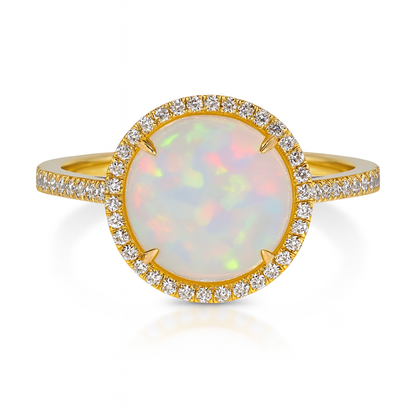 Opal Diamond Halo Ring