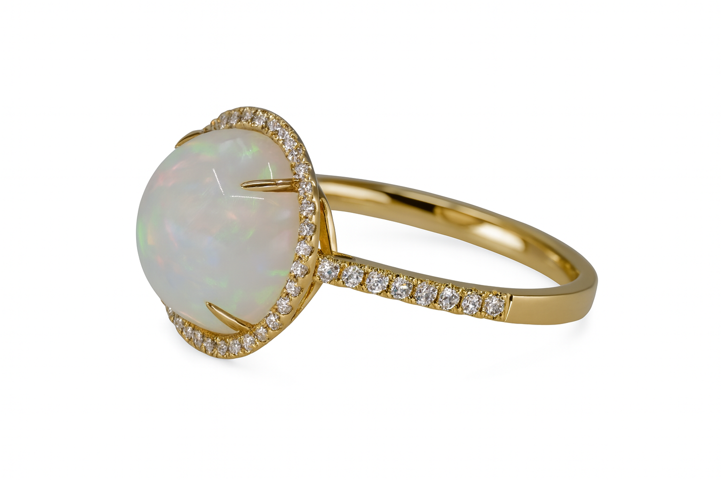 Opal Diamond Halo Ring